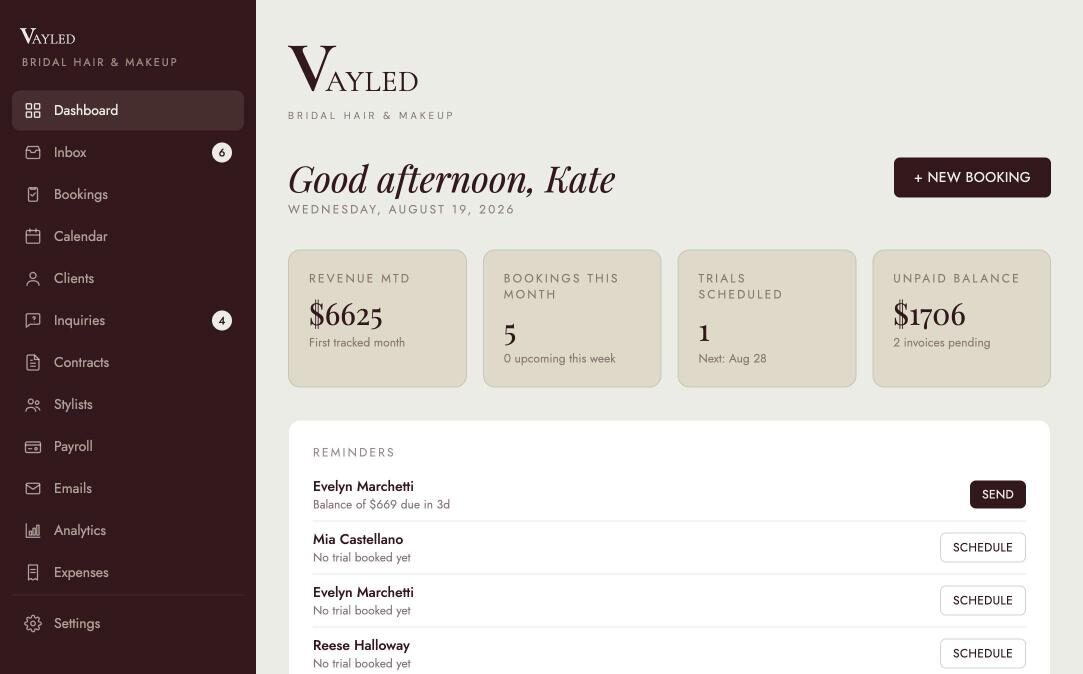 Vayled dashboard